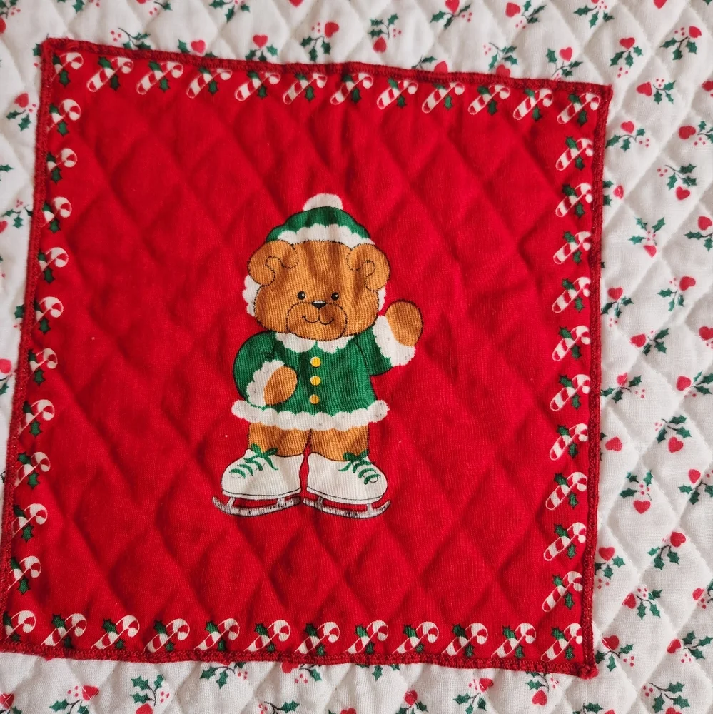 Vintage Teddy Bear Quilted Christmas Placemats